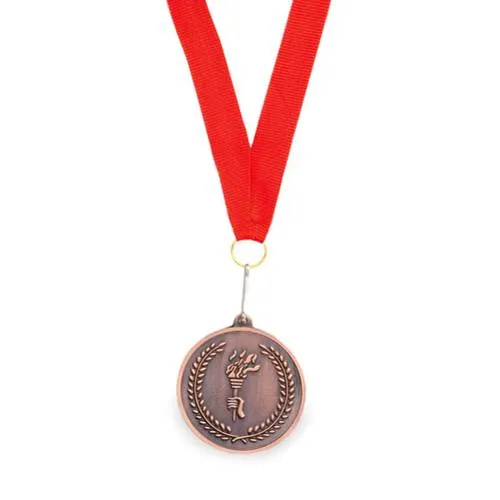 Medalla metálica con cinta roja y bandera española ref 3743