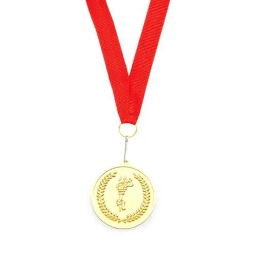Medalla metálica con cinta roja y bandera española ref 3743