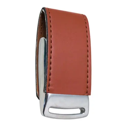 Memoria USB de cuero y aluminio con correa de seguridad ref HO13 - Marron