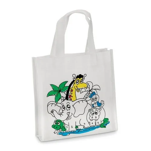 Mini bolsa non woven para colorear con 5 rotuladores ref MO8922 - Printed Blanco