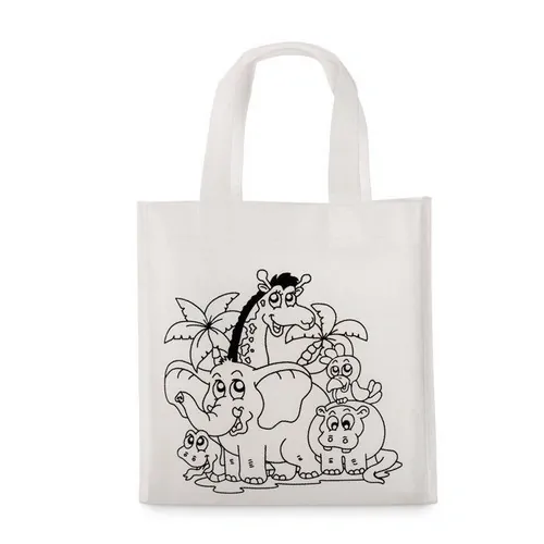 Mini bolsa non woven para colorear con 5 rotuladores ref MO8922 - Side Blanco