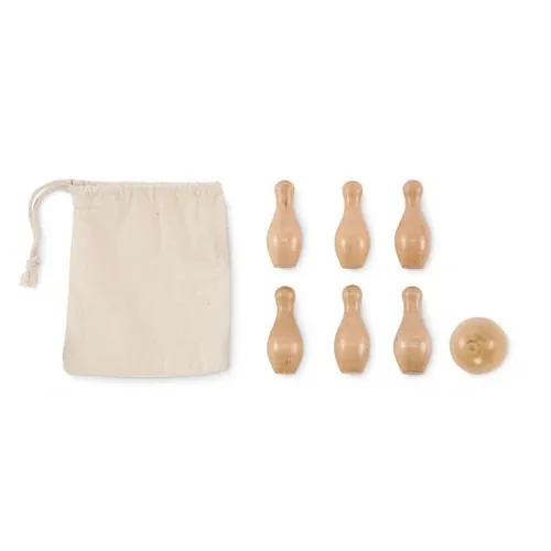 Mini juego de bolos de madera en bolsa de algodón ref MO2434 - Madera Back