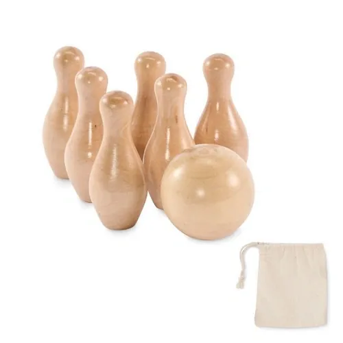 Mini juego de bolos de madera en bolsa de algodón ref MO2434 - Madera