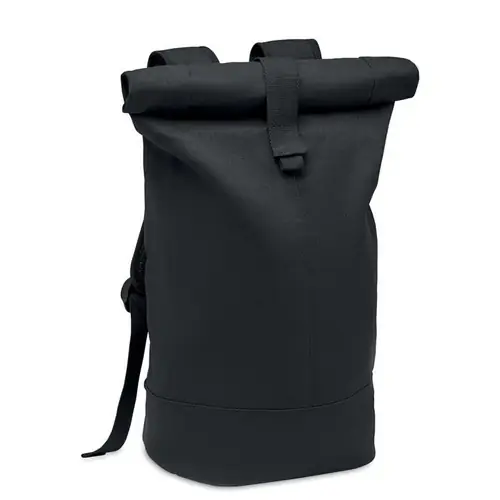 Mochila rolltop de canvas lavado con refuerzo acolchado ref MO6704 - Negro