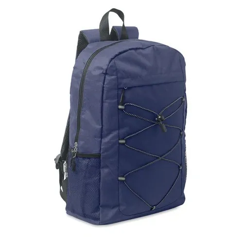 Mochila RPET 600D con bolsillo frontal y cordón decorativo ref MO2491 - Azul