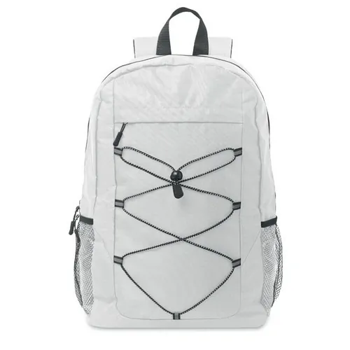 Mochila RPET 600D con bolsillo frontal y cordón decorativo ref MO2491 - Blanco Top