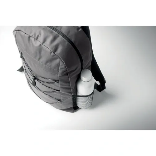 Mochila RPET 600D con bolsillo frontal y cordón decorativo ref MO2491 - Gris Piedra 2