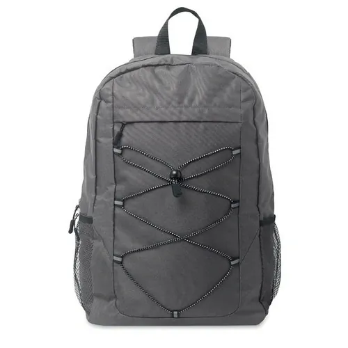 Mochila RPET 600D con bolsillo frontal y cordón decorativo ref MO2491 - Gris Piedra Top