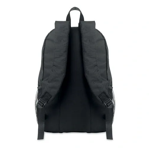 Mochila RPET 600D con bolsillo frontal y cordón decorativo ref MO2491 - Negro 1