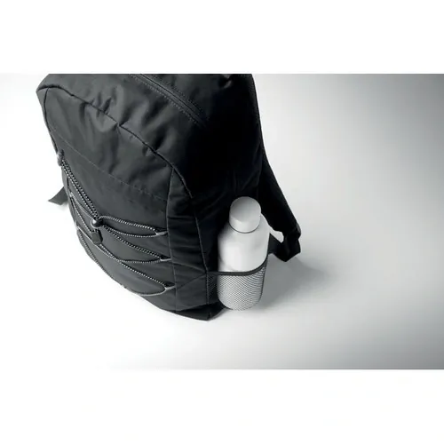 Mochila RPET 600D con bolsillo frontal y cordón decorativo ref MO2491 - Negro 2