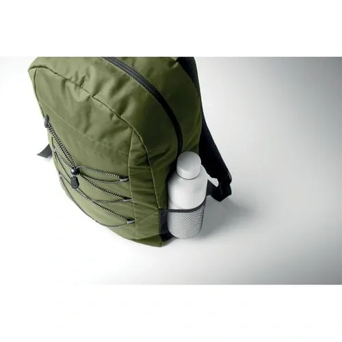 Mochila RPET 600D con bolsillo frontal y cordón decorativo ref MO2491 - Verde Militar 2