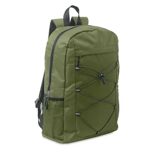 Mochila RPET 600D con bolsillo frontal y cordón decorativo ref MO2491 - Verde Militar