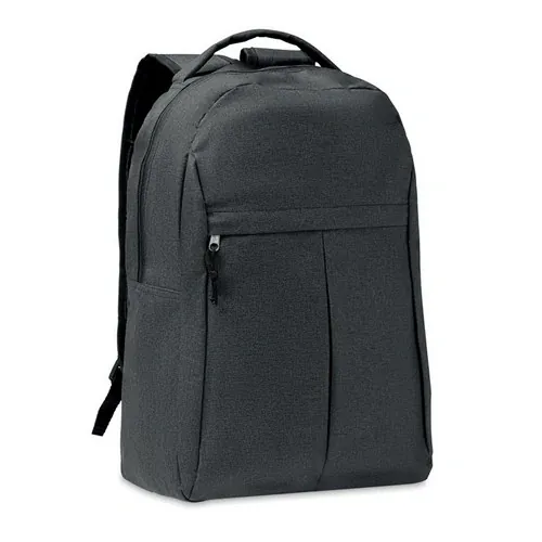Mochila jaspeada con bolsillo exterior cremallera ref MO6515 - Front Negro
