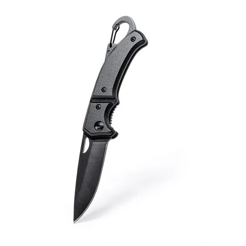 Navaja de acero inox con mosquetón y bloqueo de seguridad ref DA23 - Negro