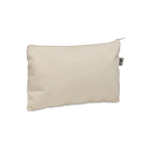 Neceser de algodón orgánico con cremallera colorida ref MO2379 - Beig