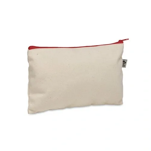 Neceser de algodón orgánico con cremallera colorida ref MO2379 - Front Rojo