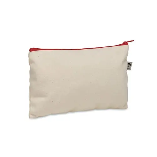 Neceser de algodón orgánico con cremallera colorida ref MO2379 - Rojo