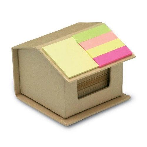 Caja de cartón reciclado con 300 hojas y notas adhesivas ref MO7304