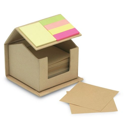 Caja de cartón reciclado con 300 hojas y notas adhesivas ref MO7304