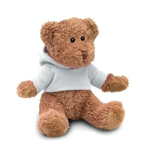 Osito de peluche con camiseta y capucha sublimada ref MO7375 - Blanco