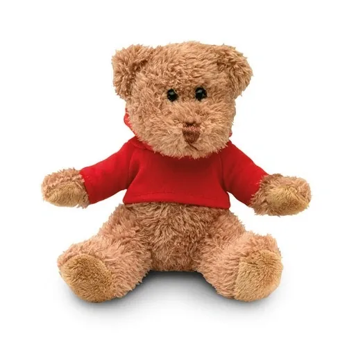 Osito de peluche con camiseta y capucha sublimada ref MO7375 - Front Rojo