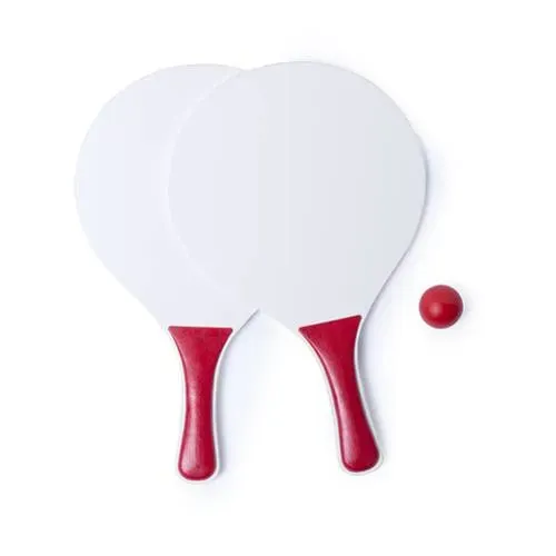 Palas de playa de madera blanca con mango reforzado ref 5922 - Rojo