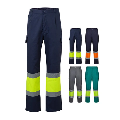 Pantalón de sarga bicolor con bandas reflectantes ref 36138