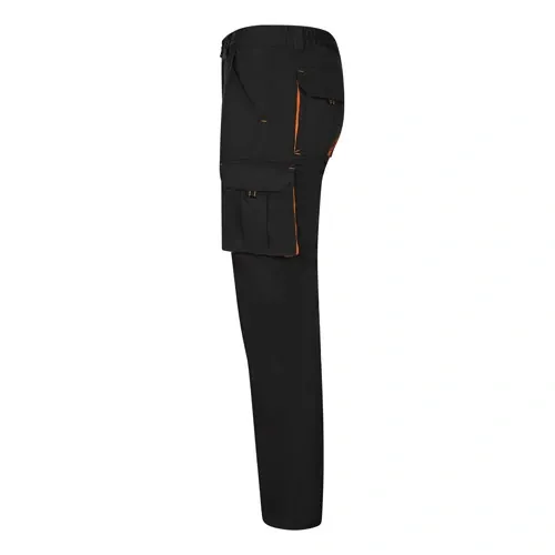Pantalón elástico multibolsillos bicolor con cintura elástica ref 36031 - Negro 04