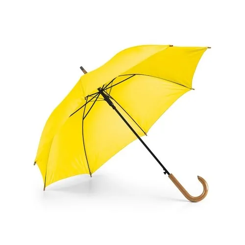 Paraguas automático de poliéster con mango de madera ref 99116 - Amarillo