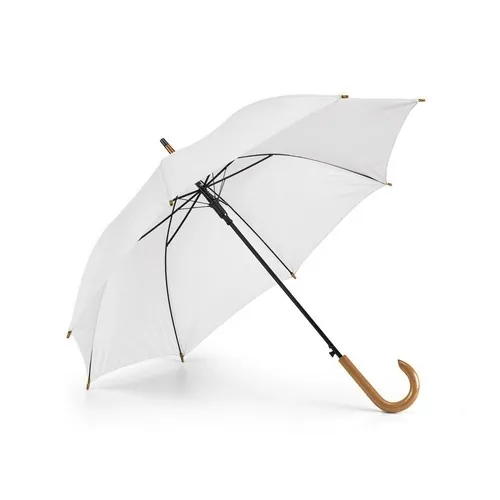 Paraguas automático de poliéster con mango de madera ref 99116 - Blanco