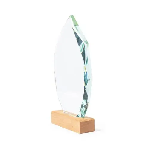 Placa conmemorativa de cristal con base de madera ref 1547 - 00