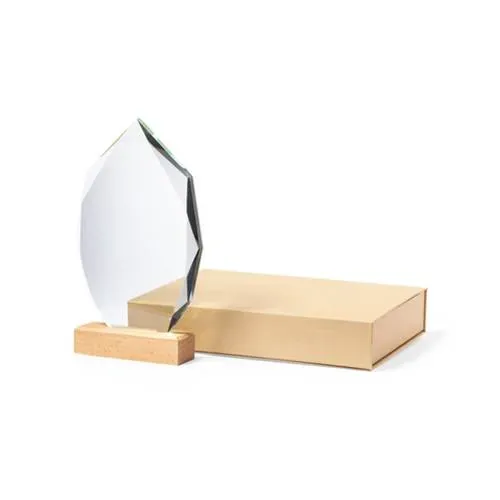 Placa conmemorativa de cristal con base de madera ref 1547 - 01