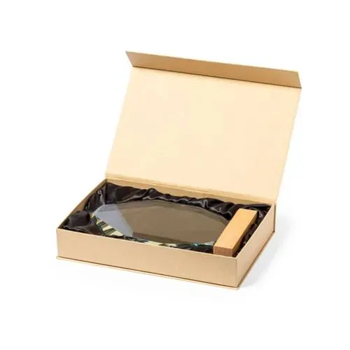 Placa conmemorativa de cristal con base de madera ref 1547 - 02