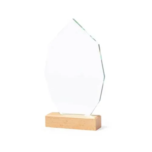 Placa conmemorativa de cristal con base de madera ref 1547 - S C