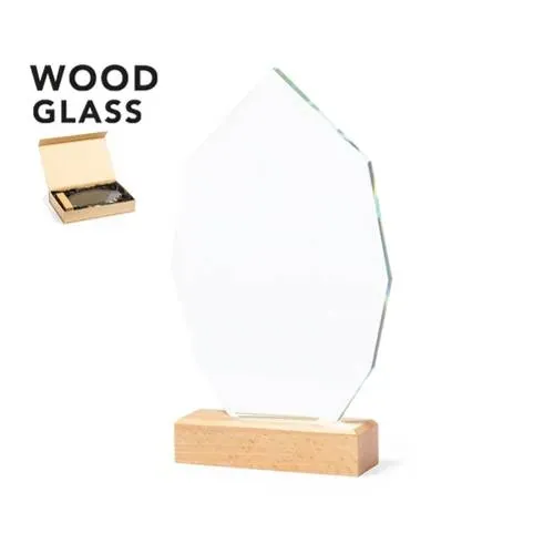 Placa conmemorativa de cristal con base de madera ref 1547 - vista 1