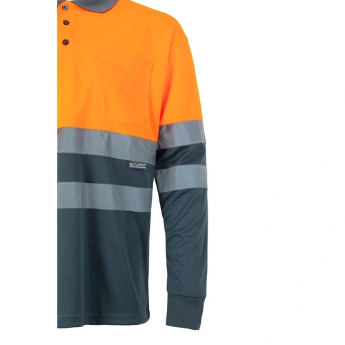 Polo bicolor bird-eye con bandas reflectantes ref 36067