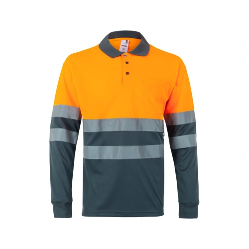 Polo bicolor bird-eye con bandas reflectantes ref 36067