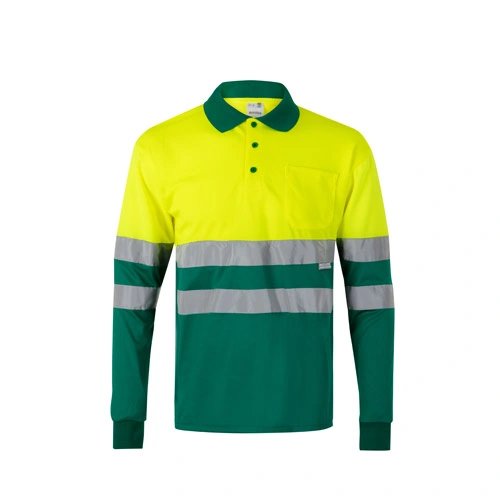 Polo bicolor bird-eye con bandas reflectantes ref 36067
