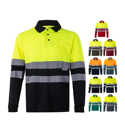 Polo bicolor bird-eye con bandas reflectantes ref 36067