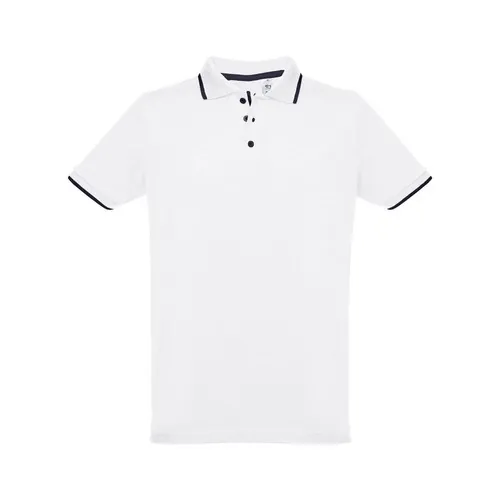 Polo bicolor unisex de algodón con corte ajustado ref 30136 - Blanco 02