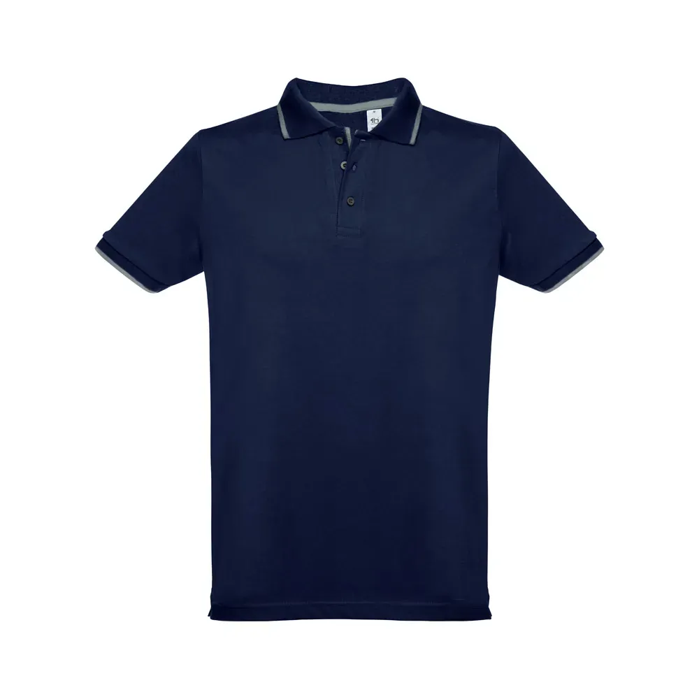 Polo bicolor unisex de algodón con corte ajustado ref 30137 - Azul 01