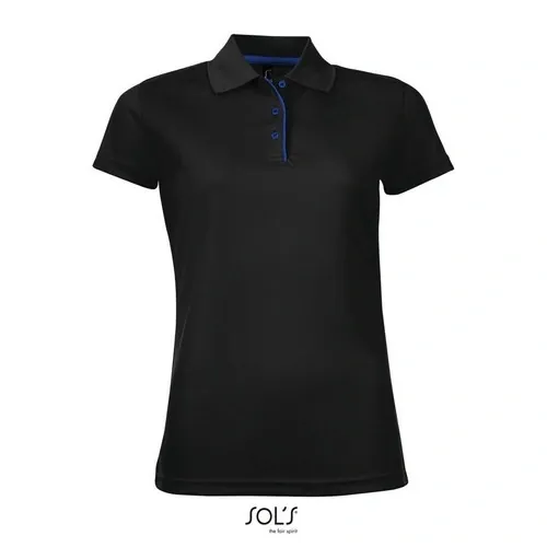 Polo de deporte para mujer con ribete de contraste 180GSM ref S01179 - Negro
