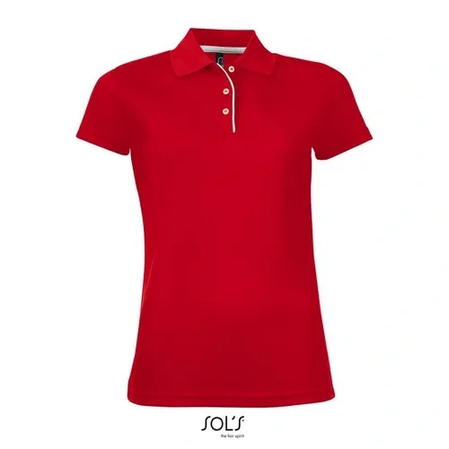 Polo de deporte para mujer con ribete de contraste 180GSM ref S01179 - Rojo