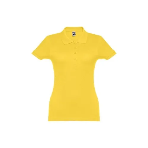 Polo de mujer en piqué de algodón con cuello reforzado ref 30135 - Amarillo