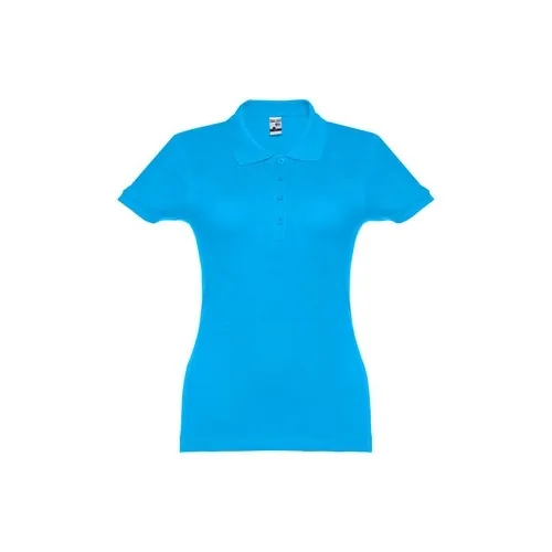 Polo de mujer en piqué de algodón con cuello reforzado ref 30135 - Azul Aqua