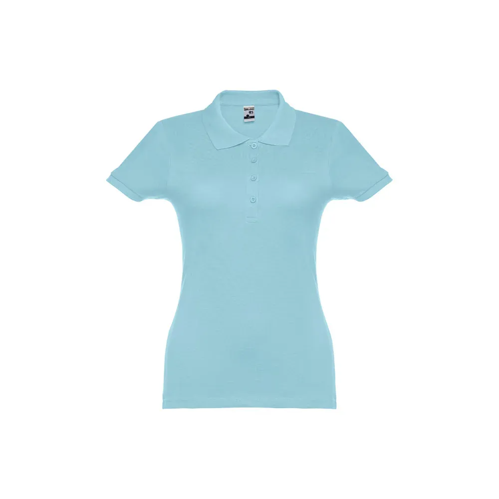 Polo de mujer en piqué de algodón con cuello reforzado ref 30135 - Azul Claro 01