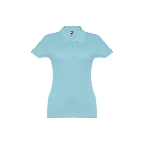 Polo de mujer en piqué de algodón con cuello reforzado ref 30135 - Azul Claro