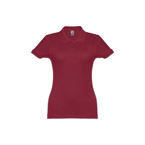 Polo de mujer en piqué de algodón con cuello reforzado ref 30135 - Burdeos