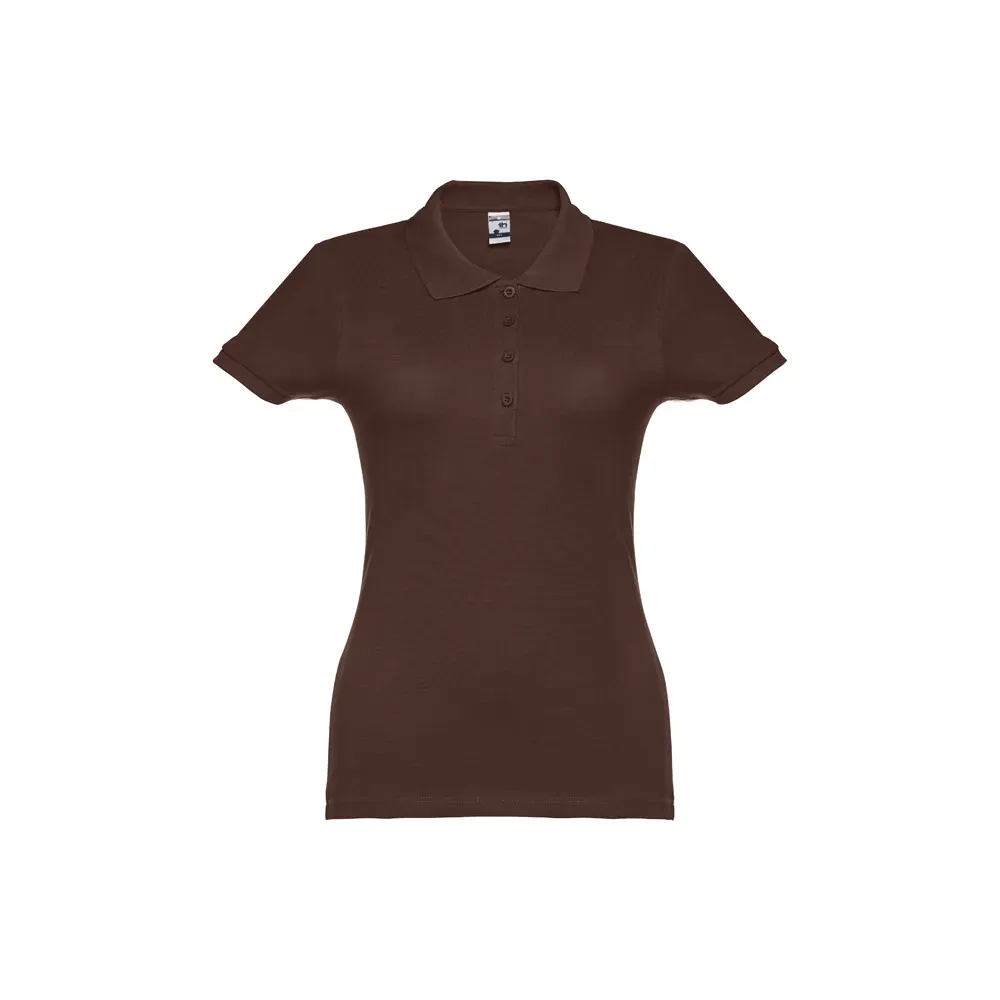 Polo de mujer en piqué de algodón con cuello reforzado ref 30135 - Castano Oscuro 01