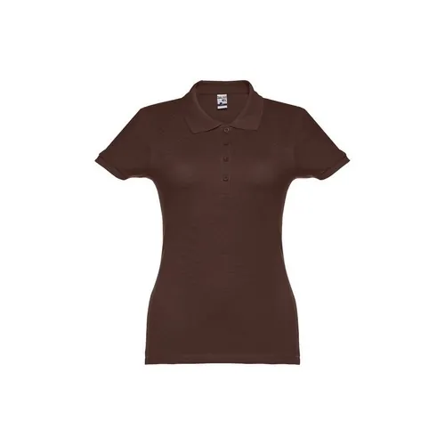 Polo de mujer en piqué de algodón con cuello reforzado ref 30135 - Castano Oscuro
